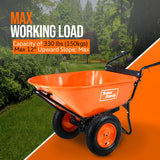 SuperHandy 24V DC Electric Wheelbarrow Utility Cart with 330lbs Maximum Load, Barrel Dump Design for Material and Debris Hauling