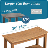 HDPS Waterproof Shower Bench with Adjustable Feet, Non-Slip Poly Lumber Bathroom Seat & Footrest for Shaving Legs, Brown