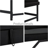 Convertible 3-in-1 Sleeper Sofa Bed with Pullout Bed and Side Pocket, Black Futon Loveseat for Living Room, Bedroom or Small Spaces