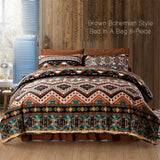 Bohemian Tribal Southwestern Queen Comforter Set with Deep-Pocket Bedding and Bed Skirt, 8-Piece Set Including Down Comforter, 4 Pillow Cases, Flat Sheet, Fitted Sheet and Bed Skirt