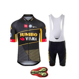 Mens Summer Cycling Kit with Short-Sleeve Jersey and 20D GEL Bib Shorts for Mountain Biking, Road Racing & Team Riding