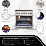 Capriasca Titanium Professional 36-Inch Freestanding Gas Range