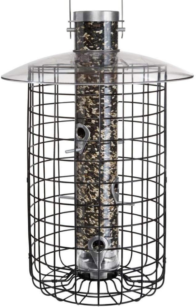 Droll Yankees 344305 Caged Sunflower Bird Feeder, Squirrel-Proof Design, 20-Inch, Black