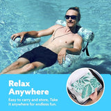 Sloosh Inflatable Pool Lounge Chair with Plant Pattern, Floating Hammock Mat for Adults, Water Raft for Pool, Beach and Summer Parties