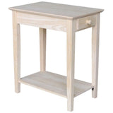 Narrow Transitional End Table in Natural Wood, Featuring One Drawer by Pemberly Row