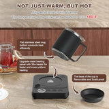 16oz Heated Coffee Mug and Electric Warmer Set with Smart Temperature Heating and Auto Shut-Off, Desk Cup Warmer for Home or Office, Black