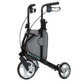 ELENKER Compact 3-Wheel Rollator Walker with 10?? Wheels, Narrow Folding Design for Small Spaces, Travel Mobility Aid for Seniors, Blue