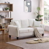 SZLIZCCC 78-Inch Cream Velvet Three-Seater Sofa with Soft Seating for Living Room, Apartment or Bedroom