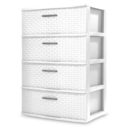 Sterilite 25408001 Wide Weave Storage Tower, White Plastic 4-Drawer Organizer Cabinet for Bedroom and Home
