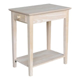 Narrow Transitional End Table in Natural Wood, Featuring One Drawer by Pemberly Row