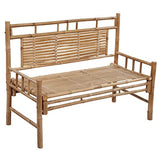 47.2-Inch Bamboo Garden Bench with Backrest, Carry Handles and Cushion, Portable Seating for Patio, Indoor or Outdoor Use