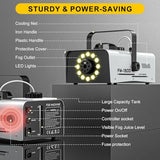 1500W Outdoor Fog Machine with 20000CFM Output, 2L Tank, LED Lighting, 13 Colors, 4 Light Modes and Dual Wireless Remotes