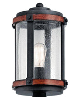 Kichler Barrington 17.85-Inch Post Light with a Distressed Black and Wood Finish