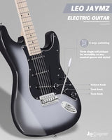 Leo Jaymz 39-Inch Full-Size ST-Style Electric Guitar Starter Kit with SSH Pickup, 5W Portable Amp, Tuner, Gig Bag, Strap and Accessories, Violet Ocean