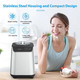 KISSAIR 1.5L Upright Ice Cream Maker with Stainless Steel Housing and LED Display, 3 Modes for Gelato, Frozen Yogurt and Sorbet