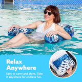 Sloosh Inflatable Pool Lounge Chair with Plant Pattern, Floating Hammock Mat for Adults, Water Raft for Pool, Beach and Summer Parties