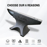 132-Lb Cast Steel Anvil with Single Horn, Round and Square Holes, High-Hardness Body and Stable Base for Metalsmith Bending and Shaping