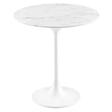 Modway Lippa 20-Inch Round Side Table with Artificial Marble Top, White
