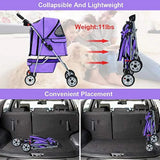 BestPet Purple Cat Carrier Stroller with Four Wheels