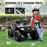 ELEMARA 2-Seater Kids Electric ATV with 10AH Battery, 4mph Max Speed & 2 Charging Ports, 12V Ride-On Quad with LED Headlights, Music & Radio, Green