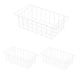 3-Piece Pearl White Freezer Basket Set with Handles, Wire Storage Organizers for Chest and Upright Freezers, Refrigerator Divider Containers