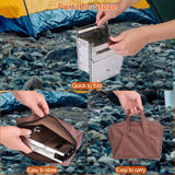 iMounTEK Folding Stainless Steel Wood-Burning Camp Stove with Carry Bag, Portable Mini BBQ and Heating Stove for Backpacking, Hiking, Survival and Outdoor Tents