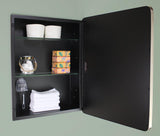 16×20 Austin Farmhouse Recessed Medicine Cabinet with Rounded Rectangle Metal Frame, Beveled Mirror & Glass Shelves, 14×18 in-Wall Opening, Powder-Coated Steel, Magnet Close, Brushed Nickel