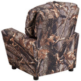 Kids Camouflaged Fabric Recliner from Emma and Oliver, Featuring a Built-In Cup Holder