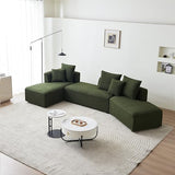 Oversized L-Shaped Sectional Sofa with Chaise Lounge, Upholstered Living Room Couch Featuring 3 Back Pillows and 2 Throw Pillows, Orange