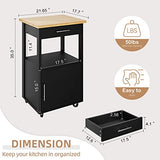 Shintenchi Rolling Kitchen Island Cart with Large Worktop, Cabinet Storage, Drawers, Towel Rack and Wheeled Side-Table Design, White
