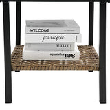 3-Piece Blue Wicker Rocking Bistro Set with Cushioned Rattan Rocker Chairs and Side Table for Patio, Garden, Yard, Porch, or Balcony