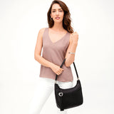 Brighton Barbados Ziptop Hobo Handbag in Black