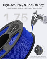 ELEGOO 4KG PLA Filament Bundle with 4pcs 1kg Spools, 1.75mm 3D Printer Filament with +/- 0.02mm Dimensional Accuracy for Most FDM Printers, Black White Dark Blue True Red