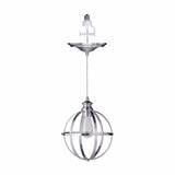 Worth Home Products Instant Pendant Recessed Light Conversion Kit with Brushed Nickel Globe Cage Shade and Vintage Bulb, PKN-4030-0030-B