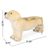 Hargis Outdoor Garden Bench Featuring a Labrador Dog Design, Light Brown