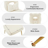 Furnimart Bear-Shaped Vanity Chair with Backrest Pillow, Comfy Teddy Fabric & Golden Metal Legs for Dressing Room, Living Room or Home Office, Green
